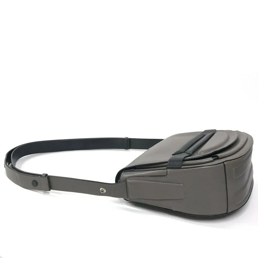 rag & bone Smoke Gray Leather Flap Saddle Bag 3-Way Strap Shoulder 9”H 11”W 2”D - Picture 1 of 15